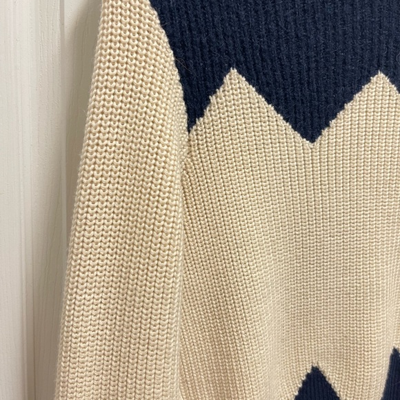 Tory Burch Cream and Navy Zip Front Wool Blend Jacket - Picture 12 of 12